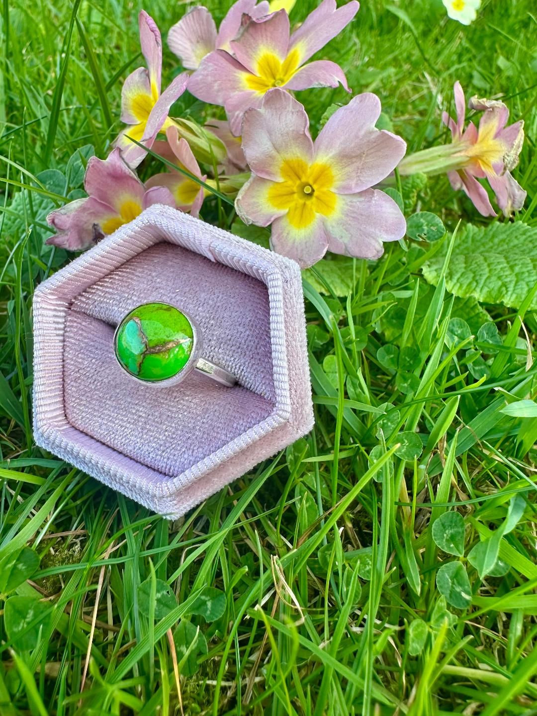 Green Copper Turquoise Ring